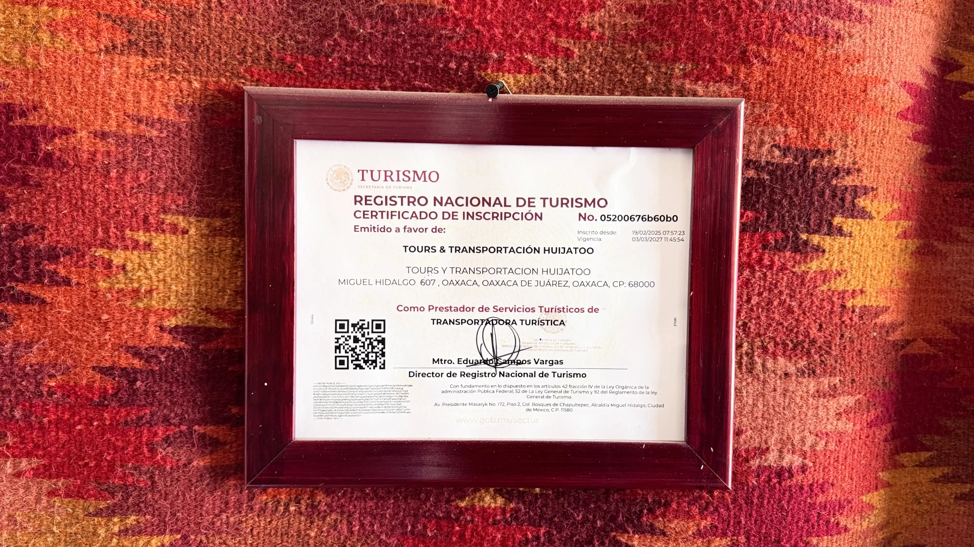 Registro Nacional de Turismo — Huijatoo Tours